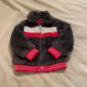 Cuddly Cozy Fuzzy Gray Color Block Jacket Size 2T